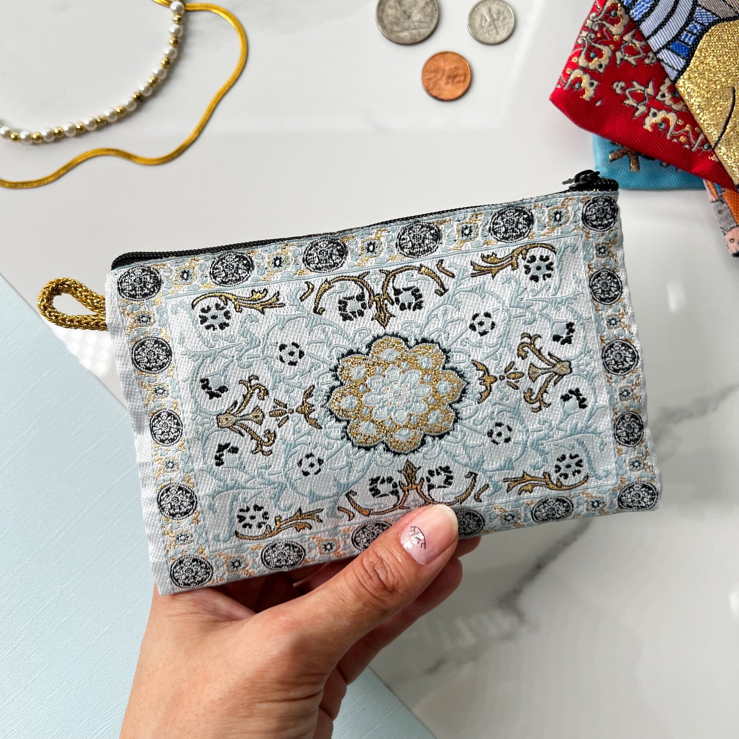 Handmade Coin Purse, Fabric Pouch, Boho Purse