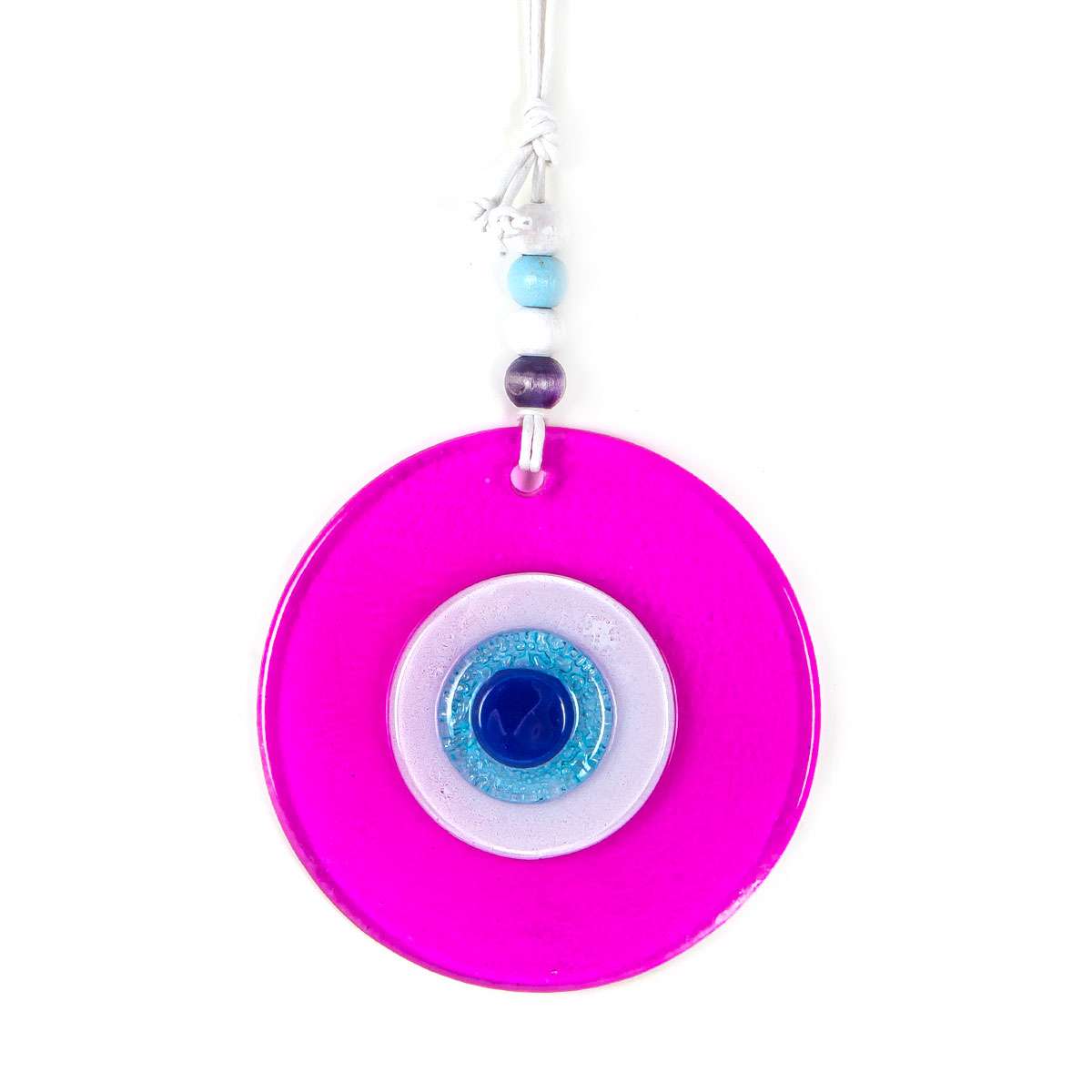 Pink Evil Eye Wall Hanging, Protection Decor, Boho Decor