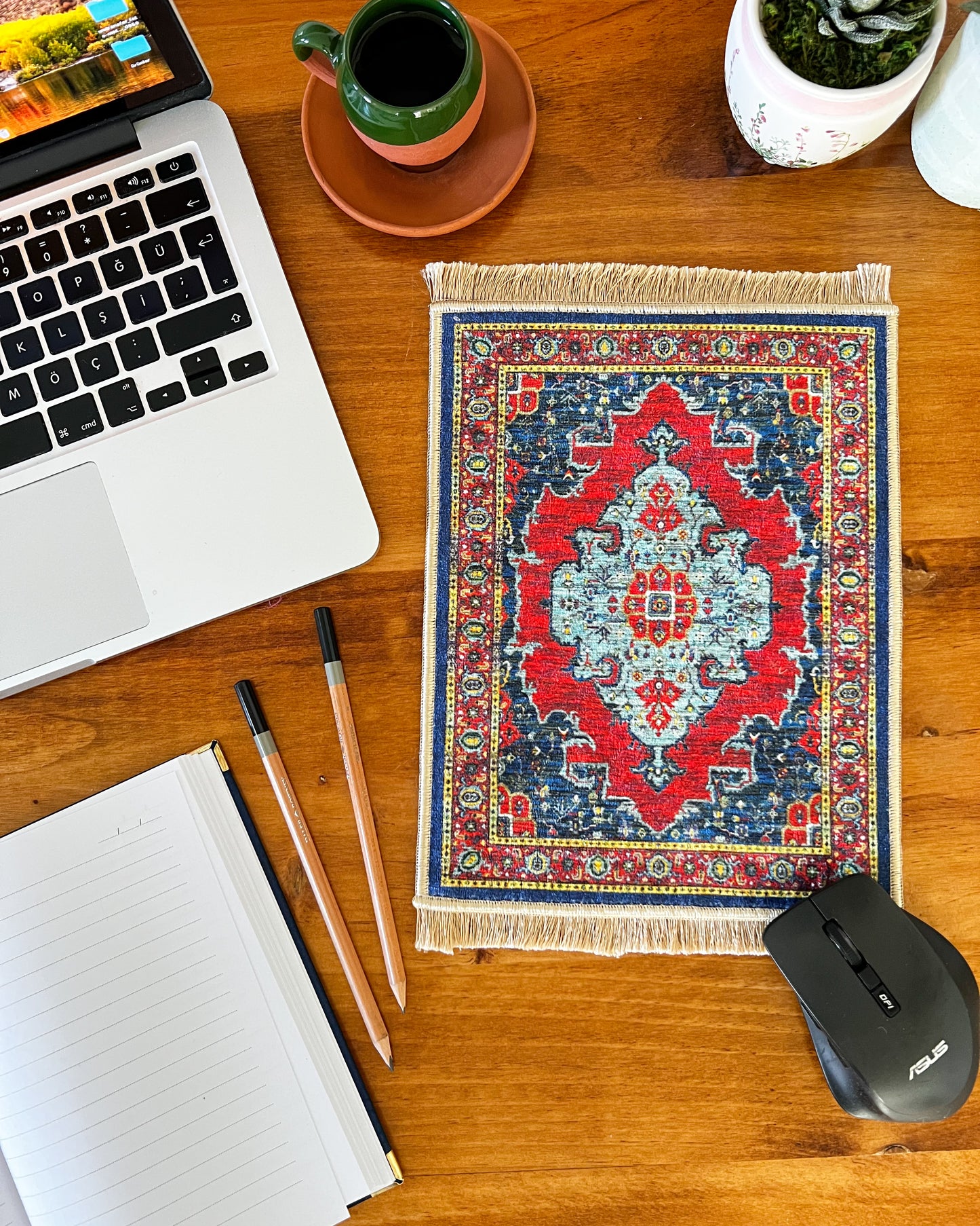 Turkish Miniature Rug, Carpet Mouse Pad, Boho Mouse Pad