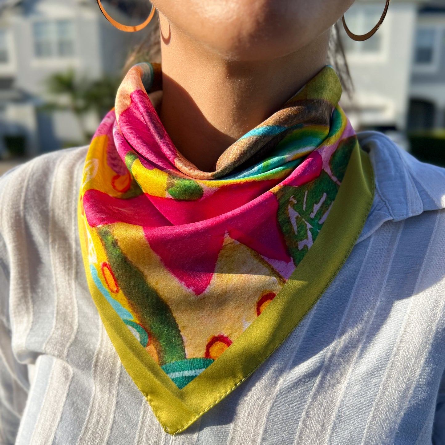 Soft and Silky Scarf, Floral Scarf, Square Bandana