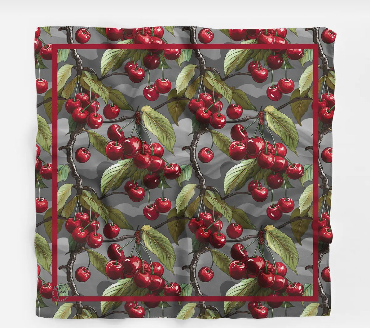 Cute Bandana, Cherry Bandana, Soft Satin Bandana