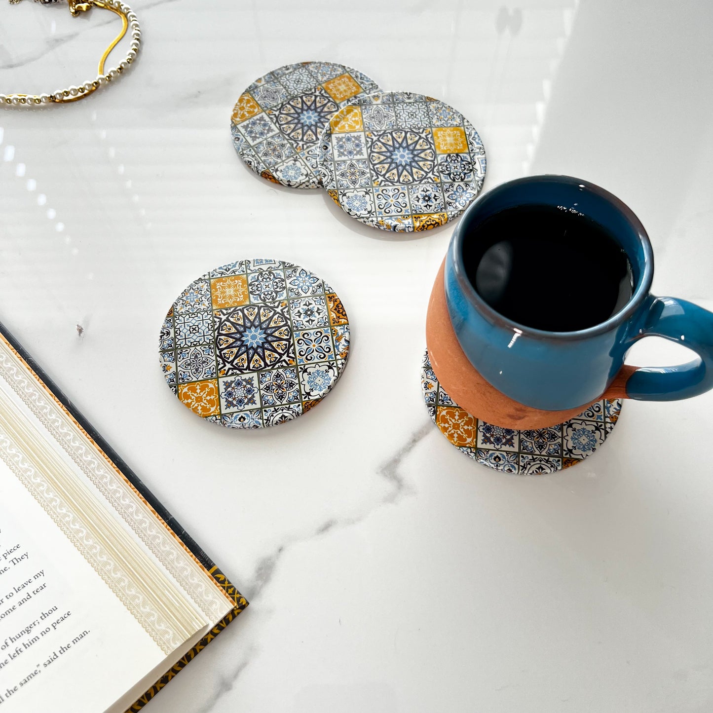 Mediterranean Style Coaster, Tin Coaster, Home Decor