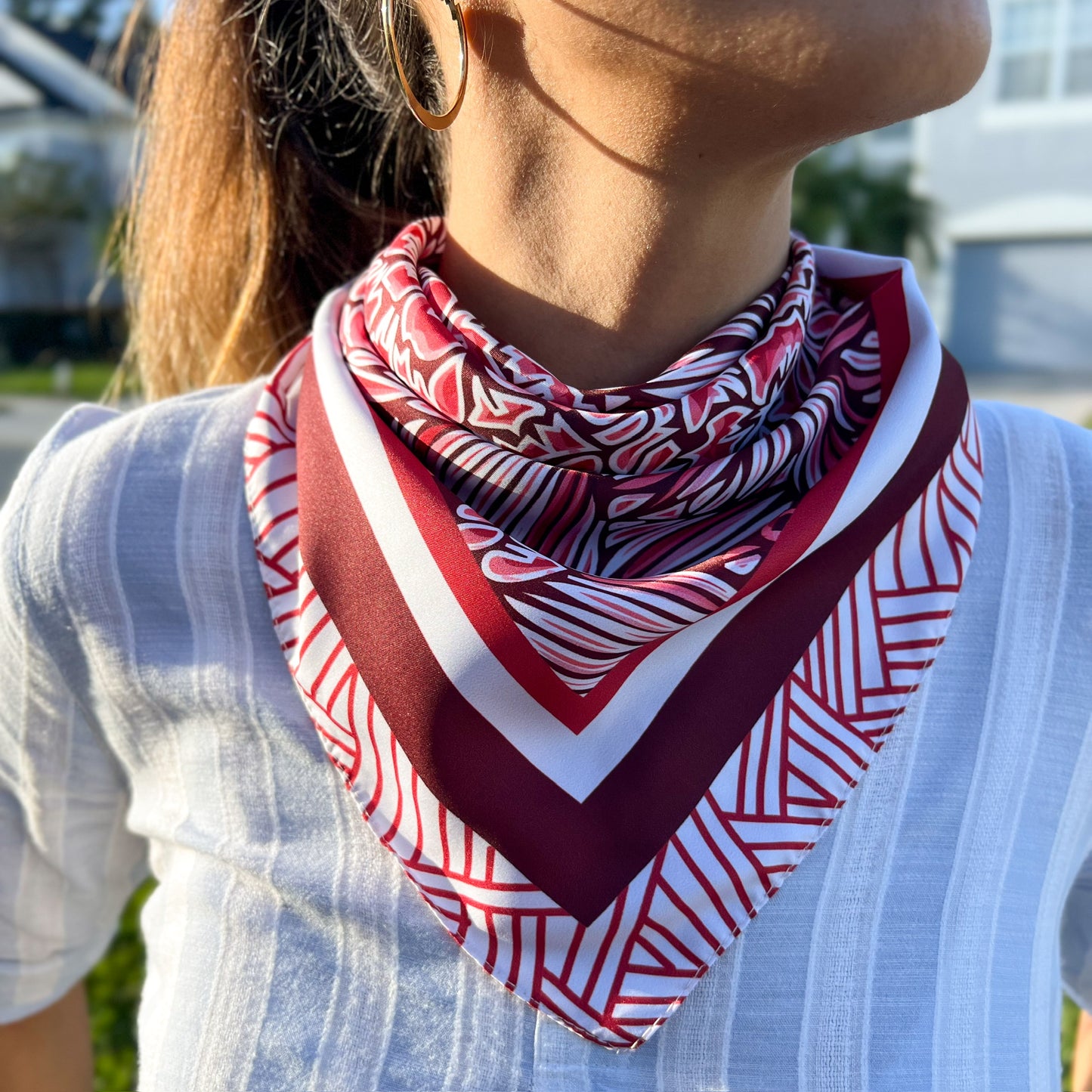 Floral Square Scarf, Soft Bandana, Luxury Scarf