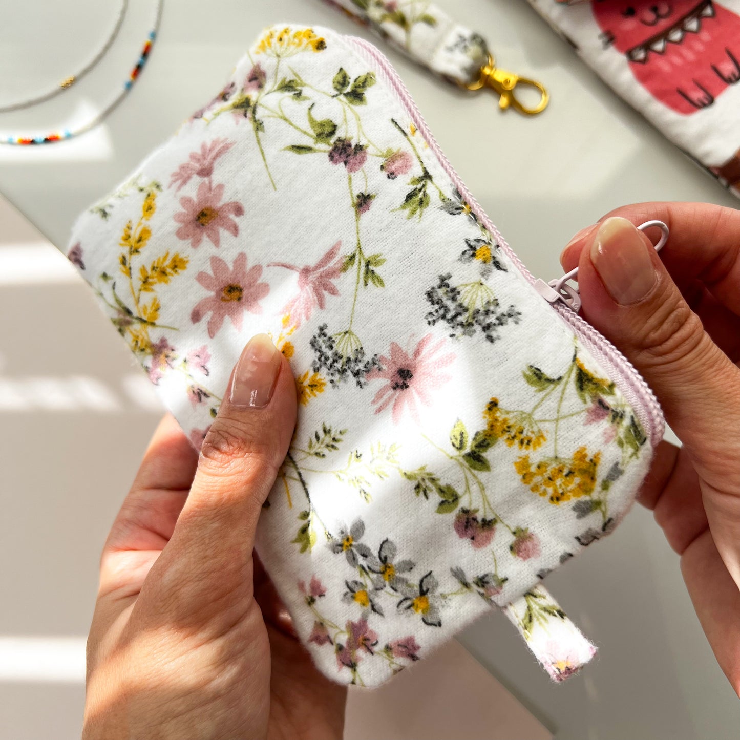 Small Fabric Zipper Pouch, Purse Organizer, Change Pouch