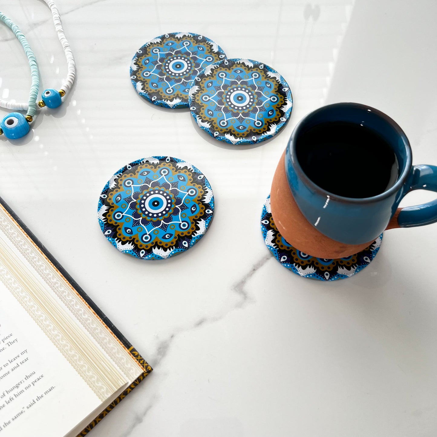 Mandala Coaster, Evil Eye Coaster, Boho Coaster