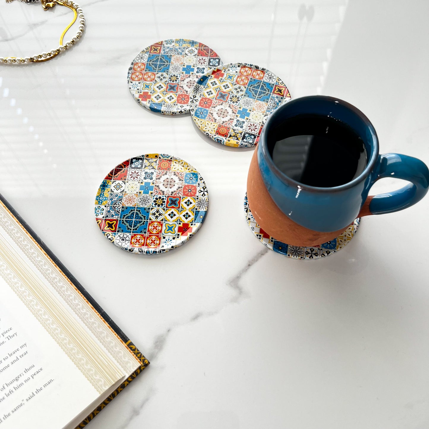 Moroccan Tile Style Coaster, Turkish Coaster, Boho Coaster