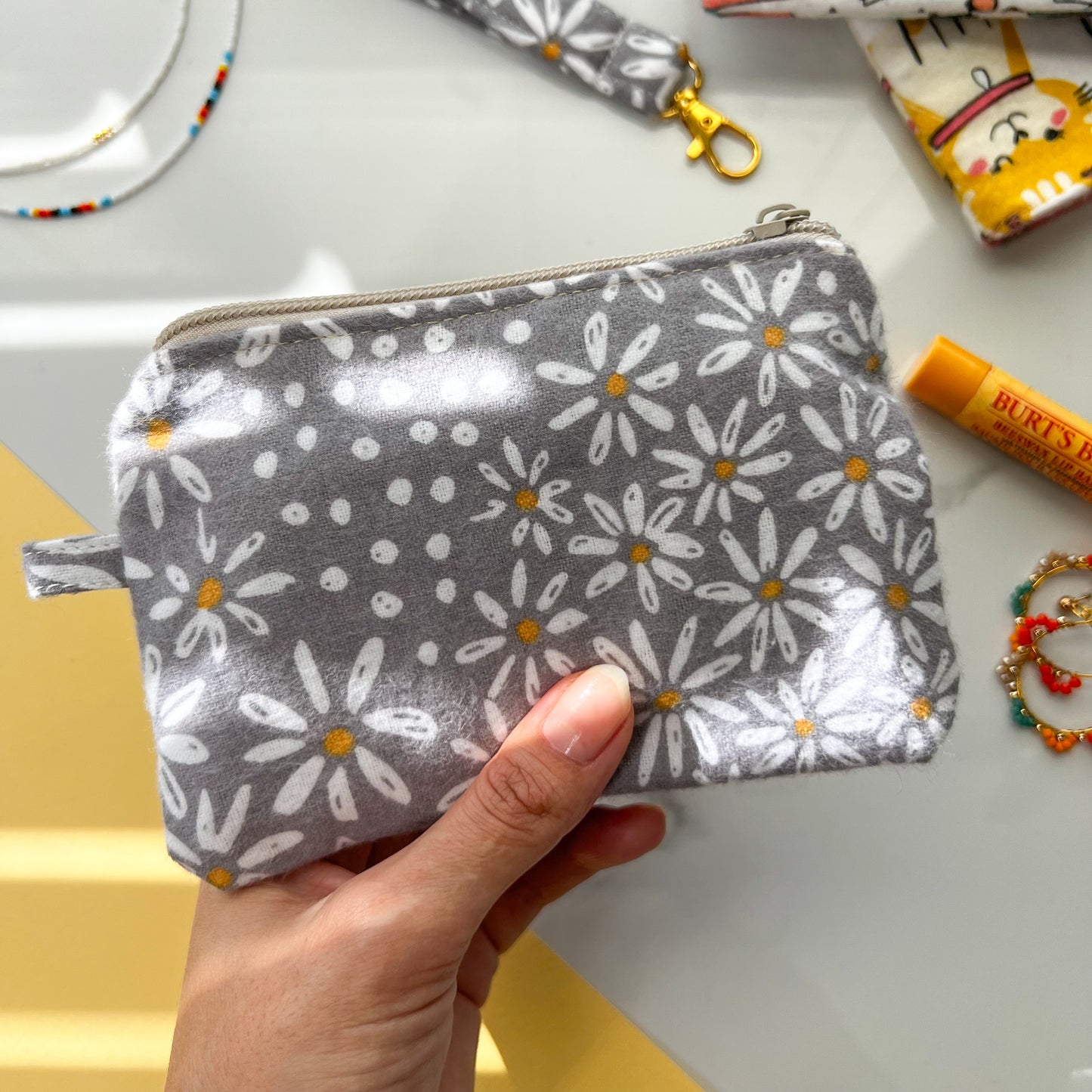 Cute Pouch with Wristlet, Handmade Coin Purse