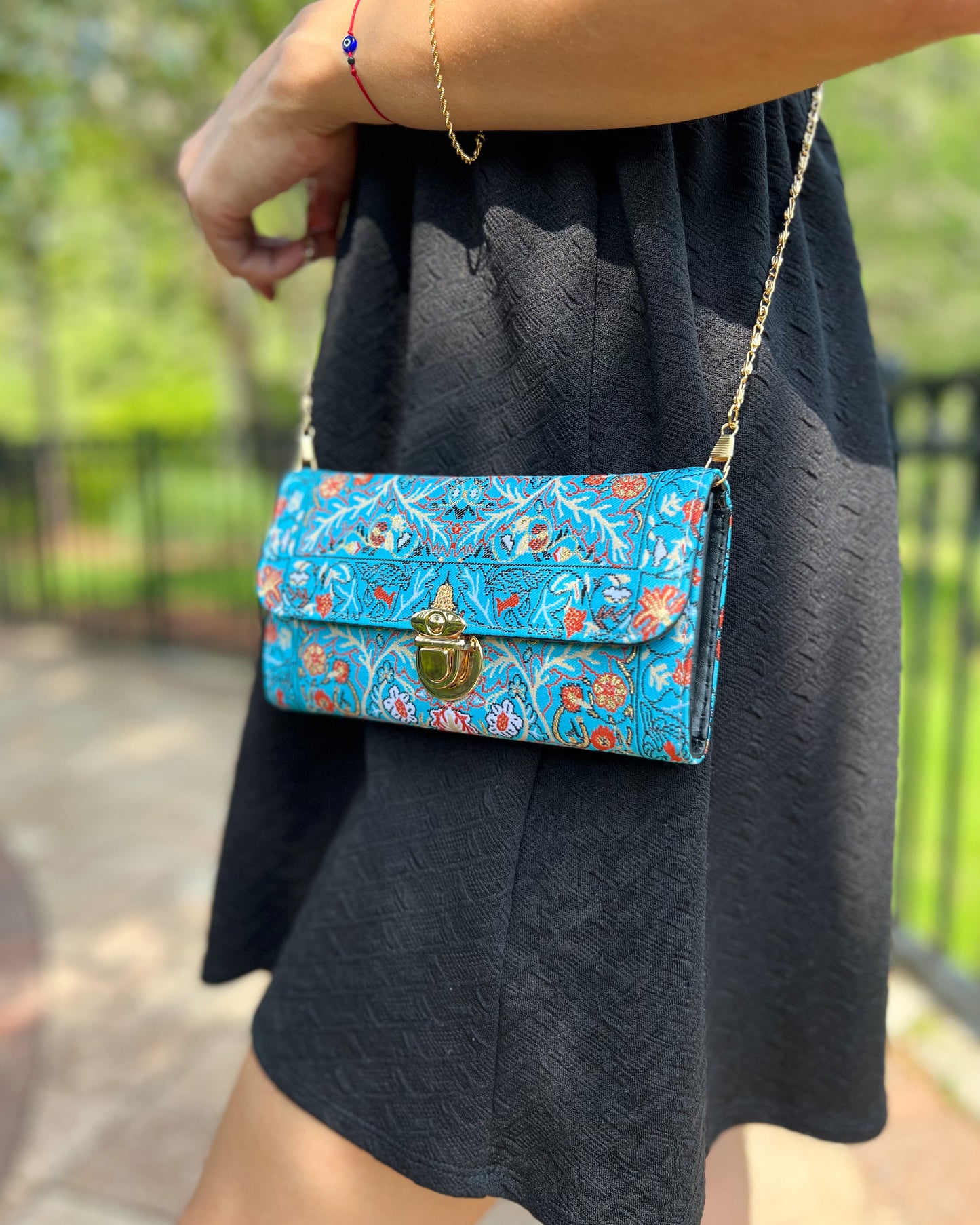 Turquoise Crossbody Bag, Boho Shoulder Bag, Handmade Bag for Women