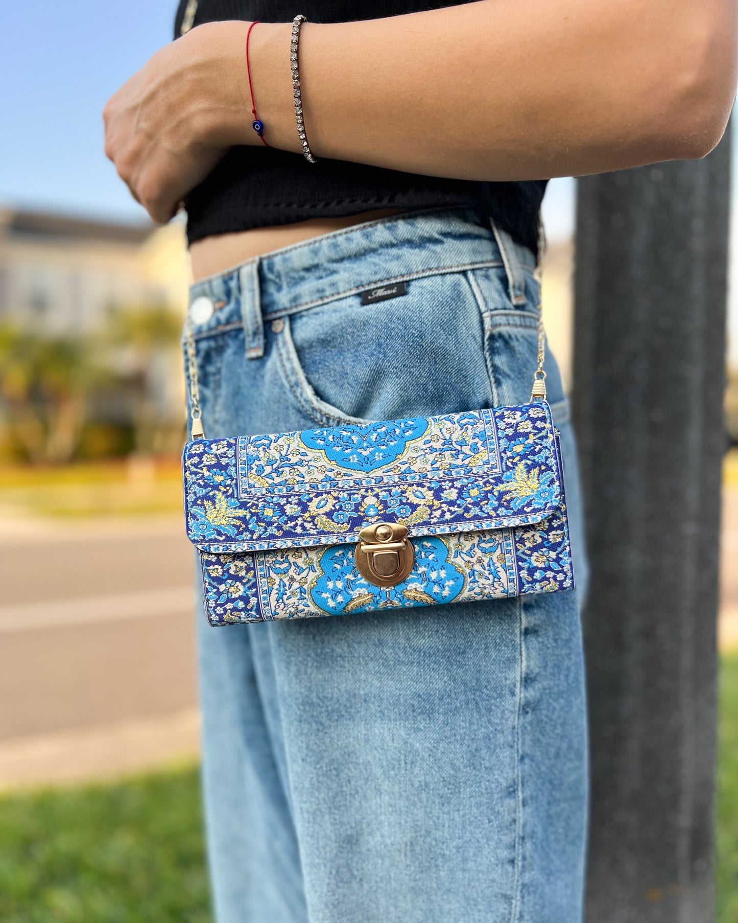 Rug Design Crossbody Bag, Boho Shoulder Bag