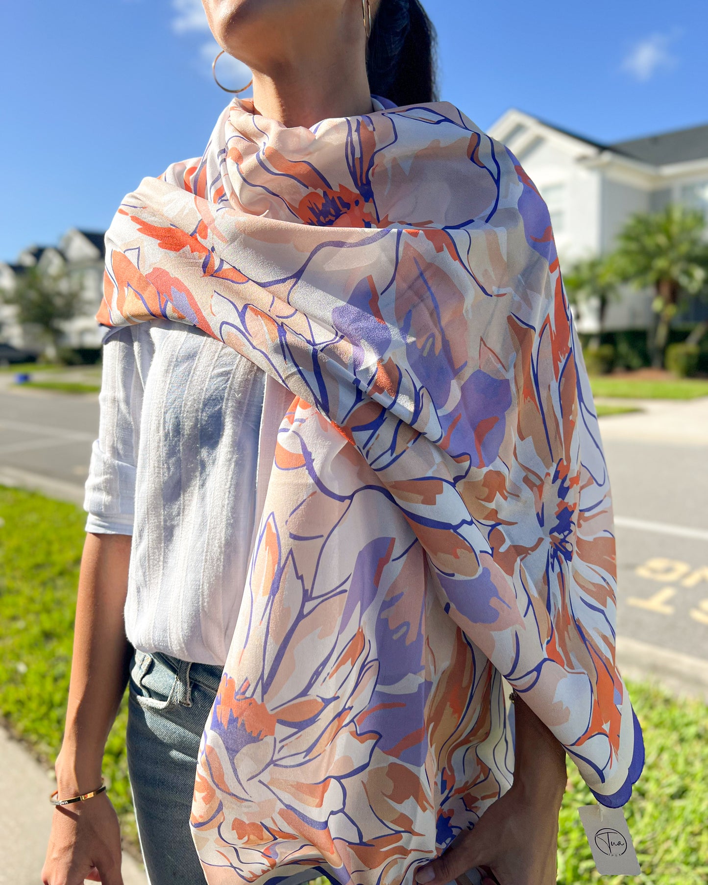 Super Soft Wrap, Silky Pashmina for Women, Floral Scarf