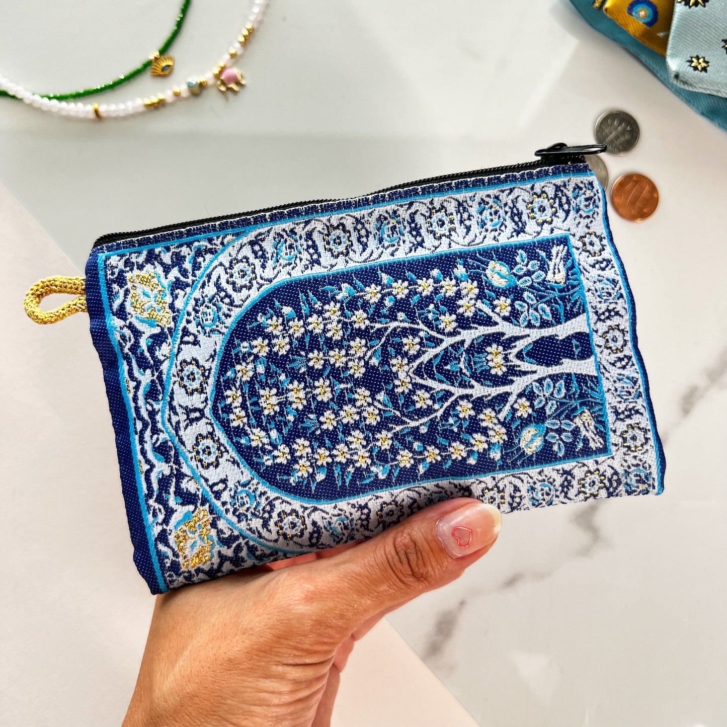 Rug Design Coin Purse, Fabric Zipper Pouch