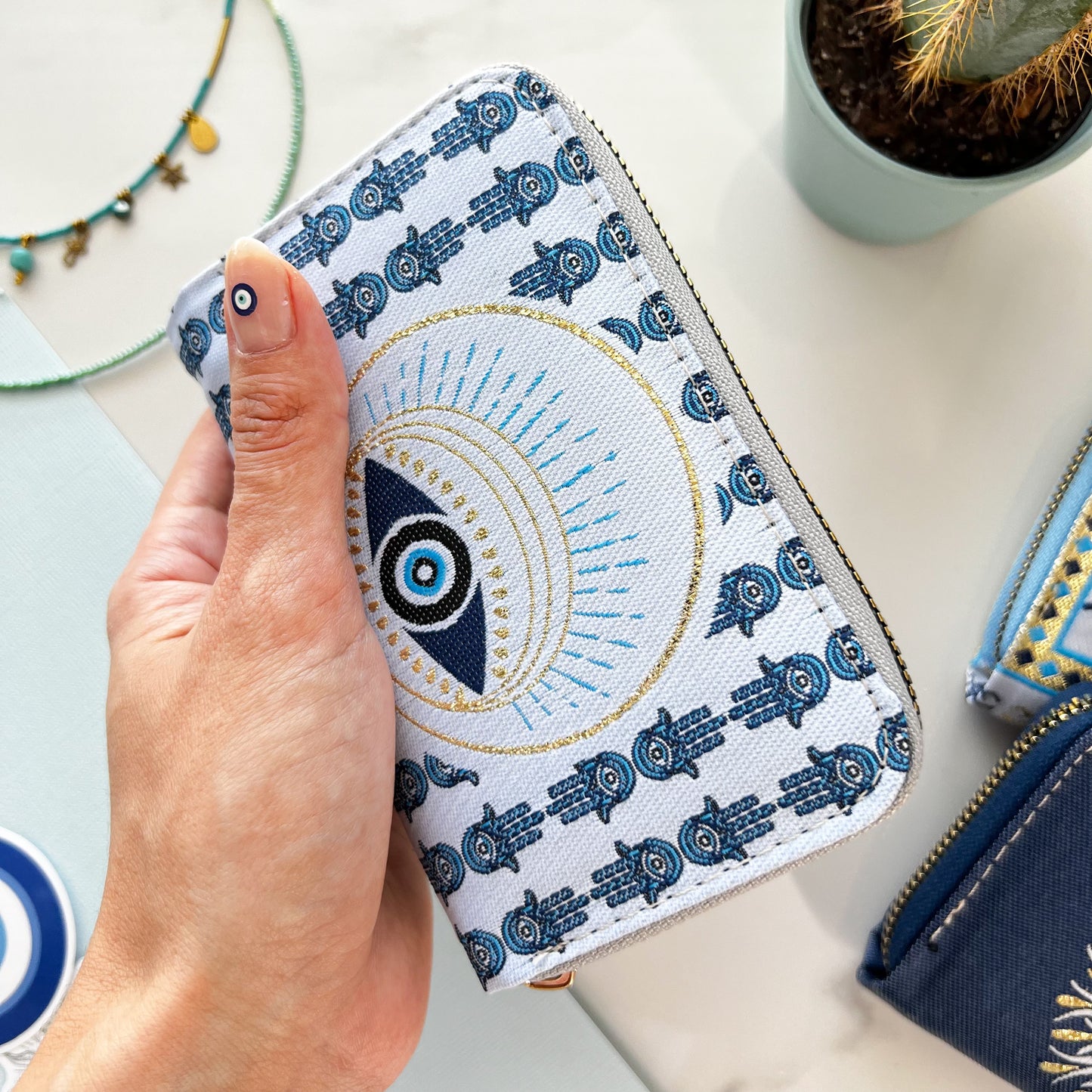Small Zipper Wallet, Coin Purse, Evil Eye Wallet