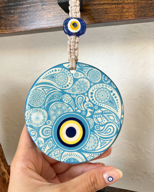 Ceramic Evil Eye Wall Hanging, Evil Eye Decor