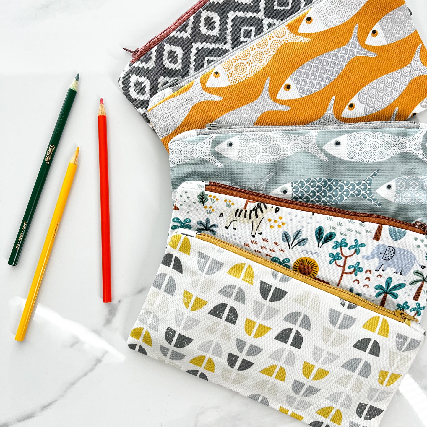 Handmade Pencil Case, Cotton Fabric Pouch, Makeup Bag