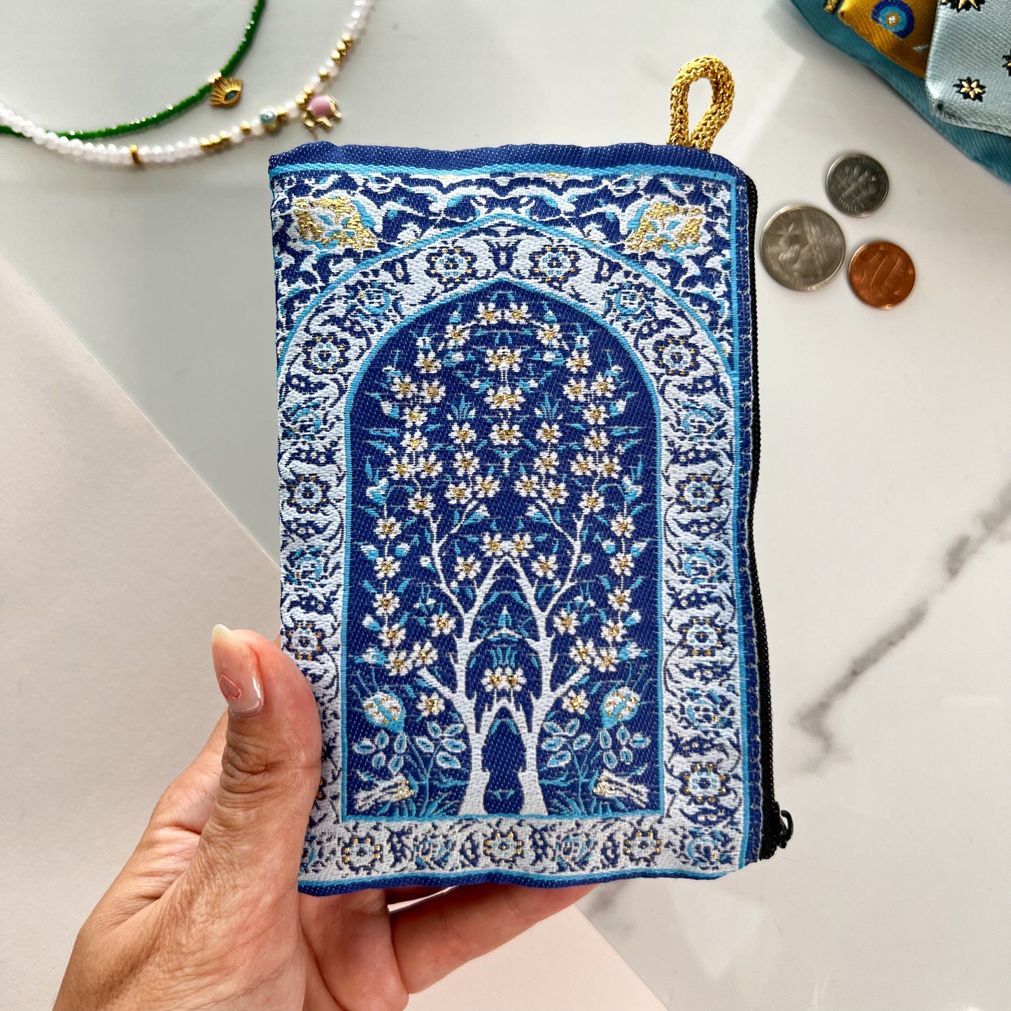 Rug Design Coin Purse, Fabric Zipper Pouch