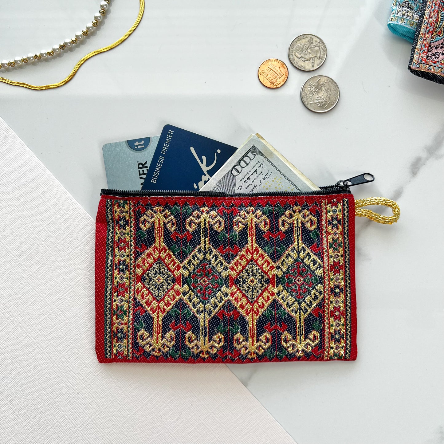 Rug Design Pouch, Boho Coin Purse
