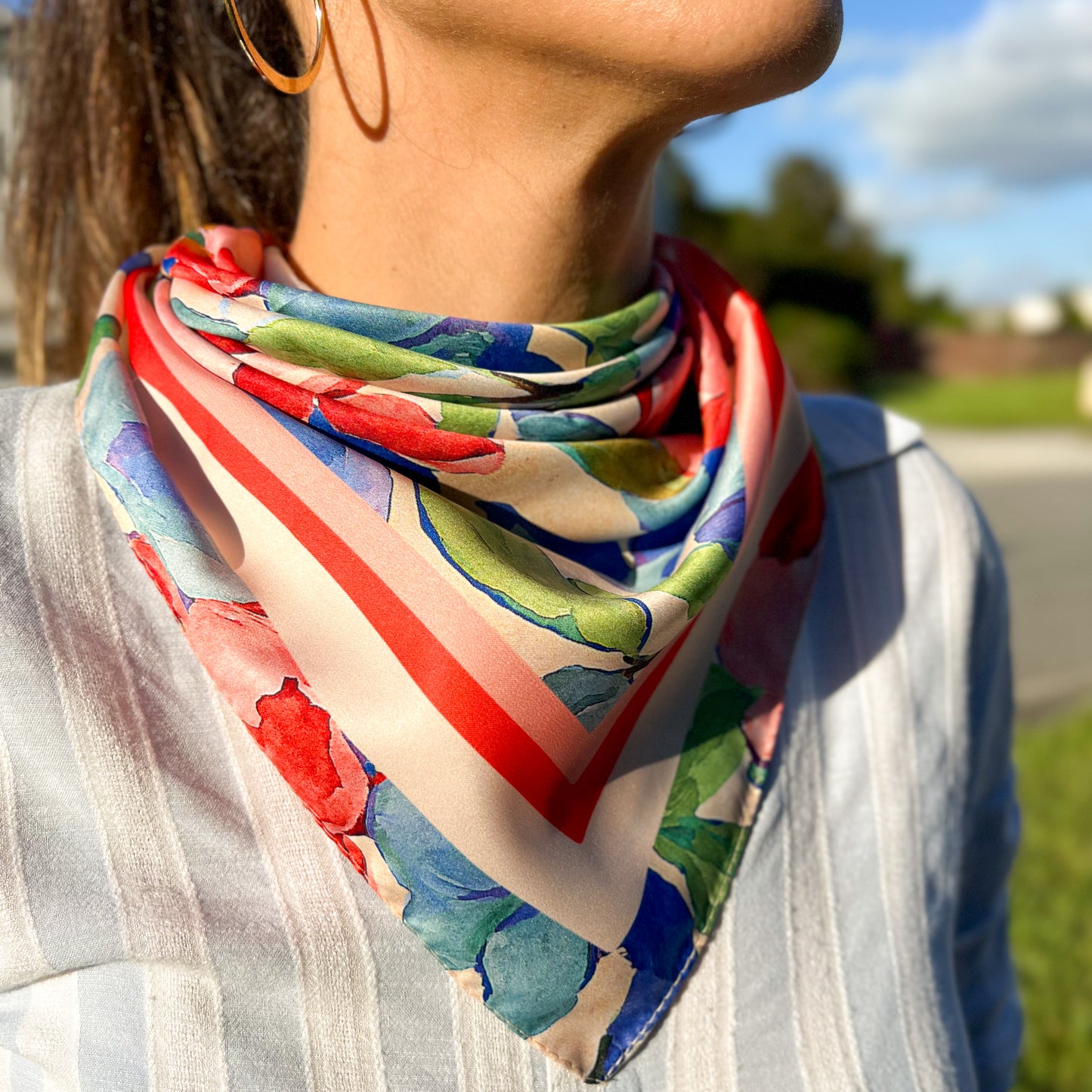 Square Scarf, Soft Bandana, Floral Scarf