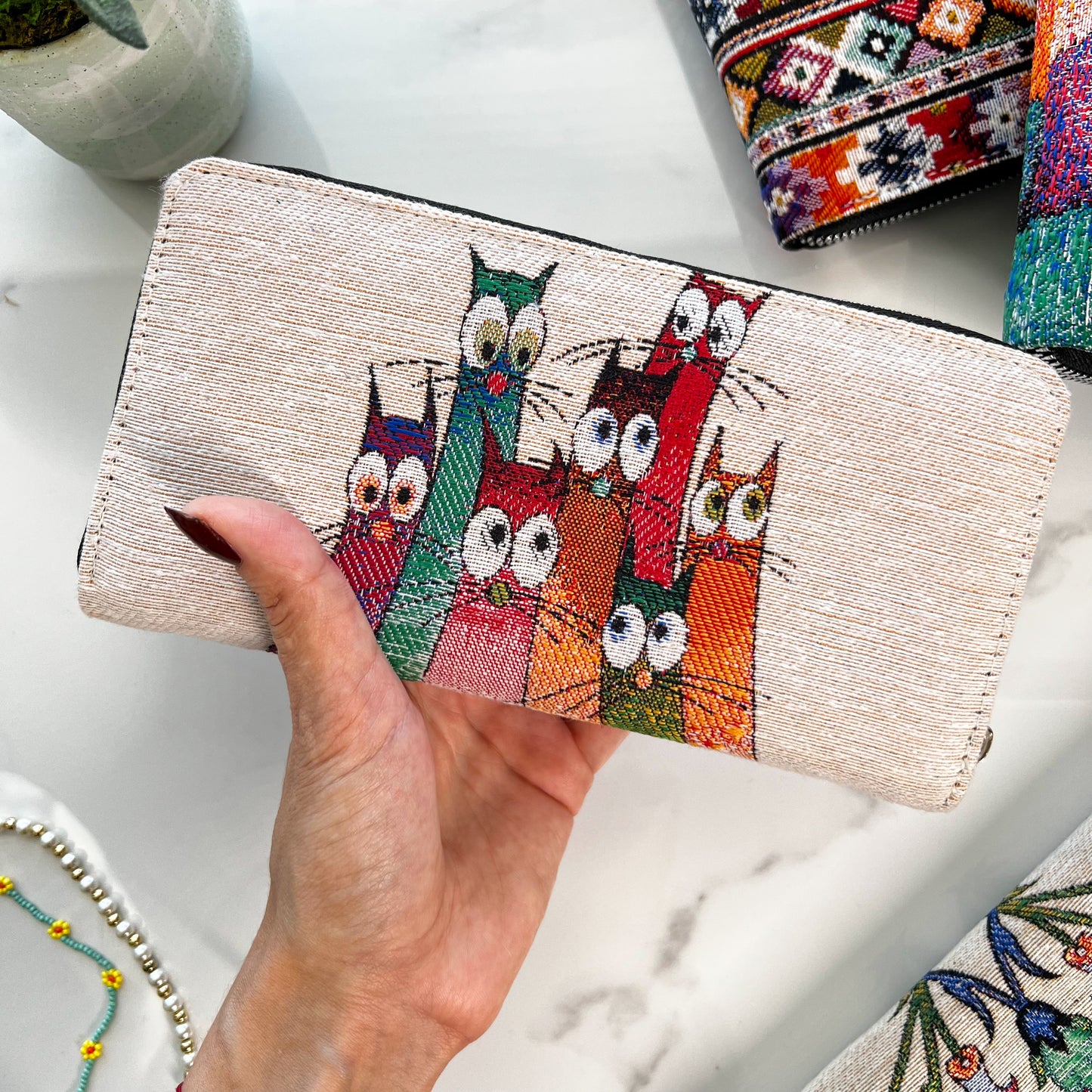 Cute Wallet made from cotton fabric and vegan leather
