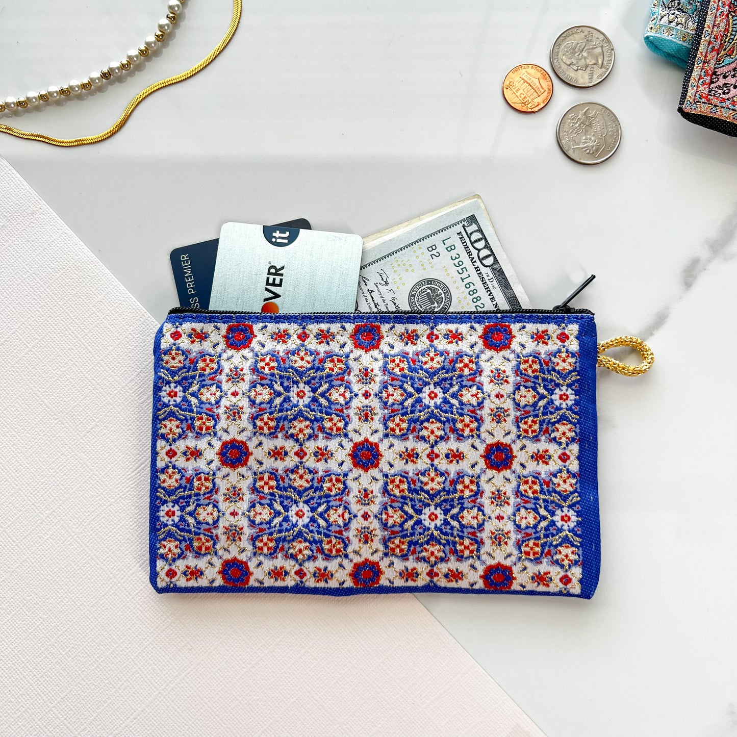 Small Zipper Pouch, Boho Coin Purse