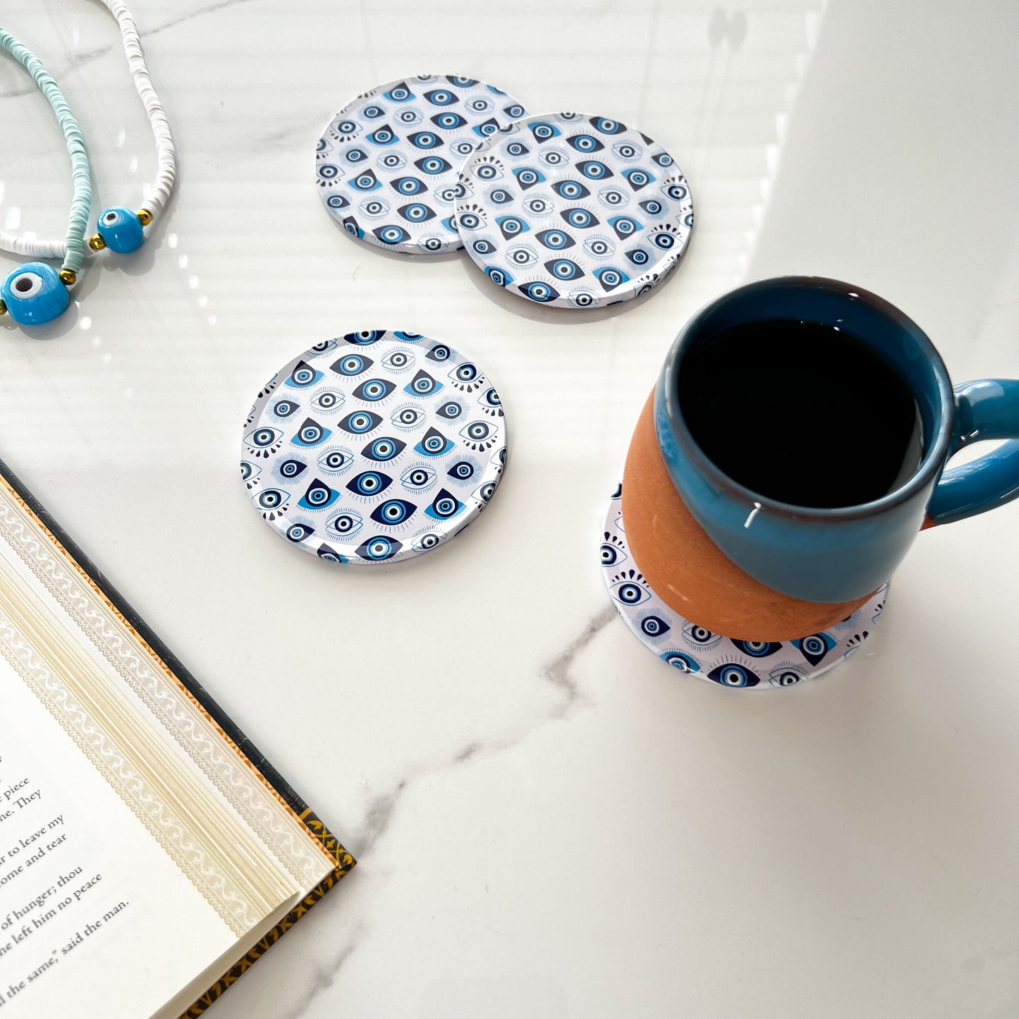 Evil Eye Coaster, Boho Gifts for Women, Boho Office Decor