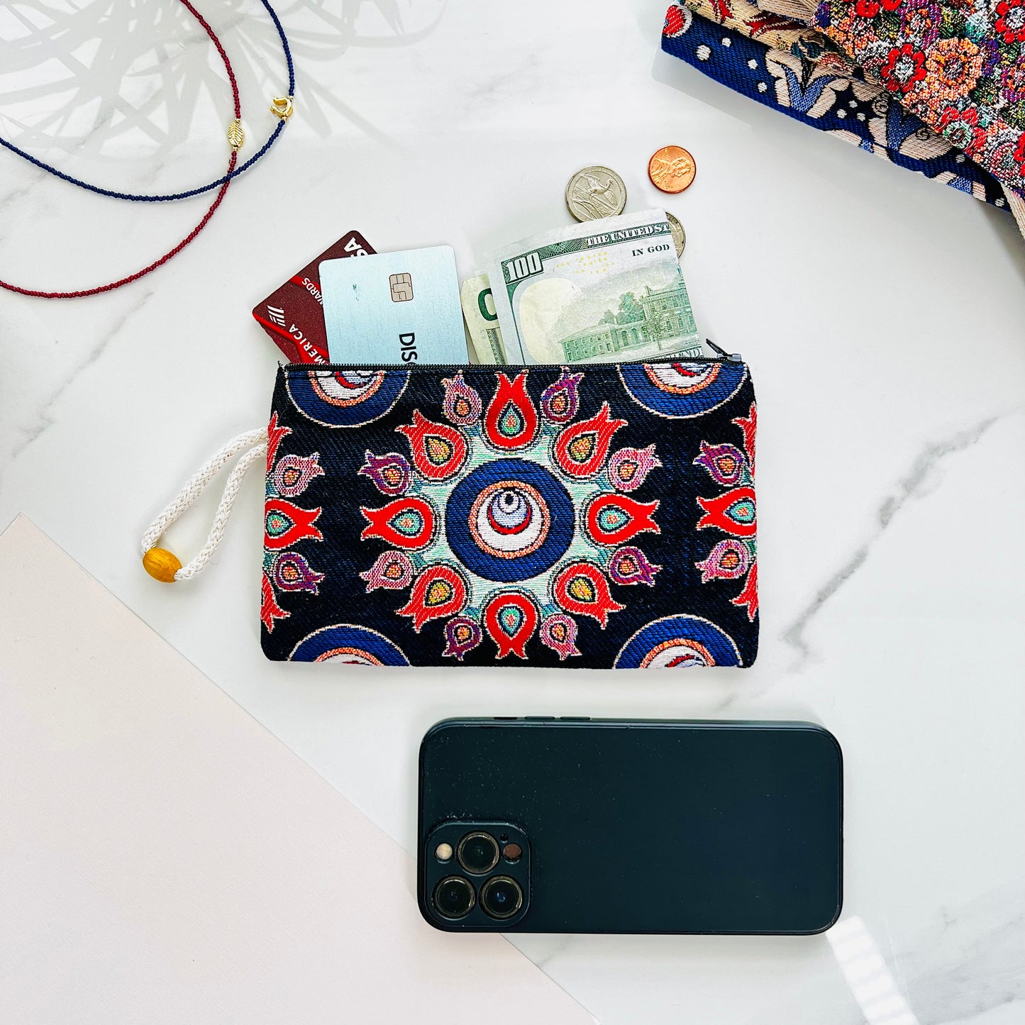 Zipper Pouches, Evil Eye Gifts, Coin Purses, Change Pouch