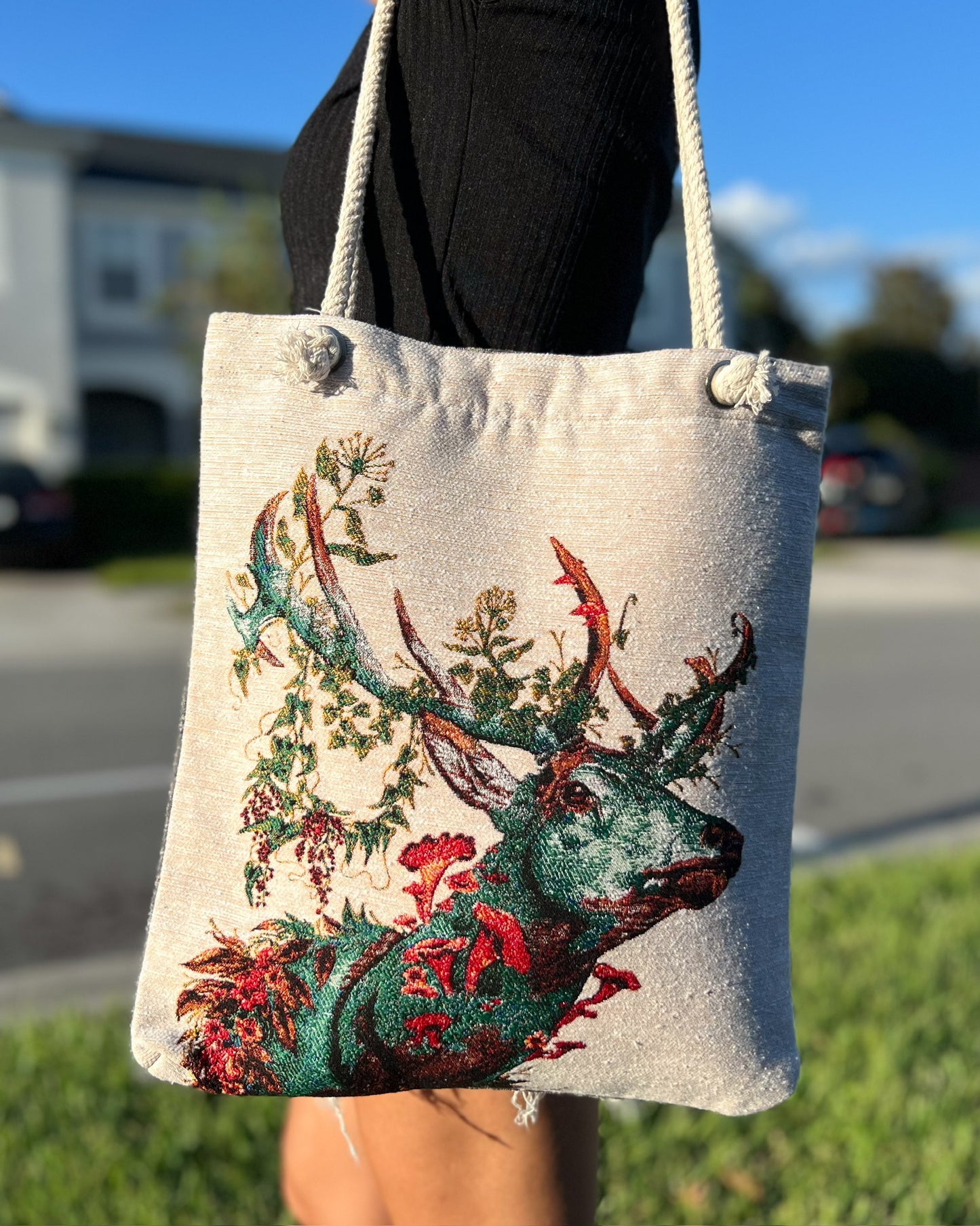Reindeer Design Shoulder Bag, Tote Bag for Women