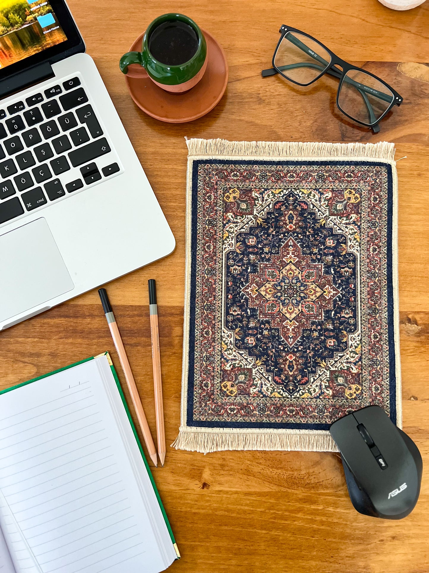 Turkish Miniature Rug, Carpet Mouse Pad, Boho Mouse Pad