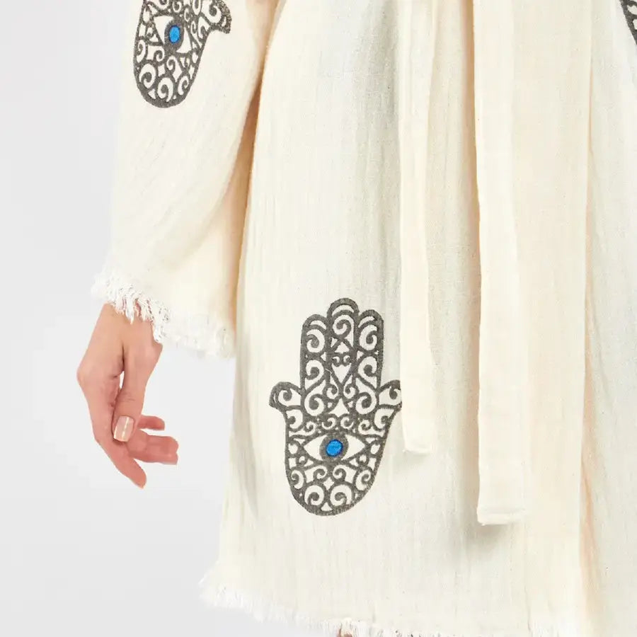 Short Cotton Kimono, Boho Kimono, Cotton Robe