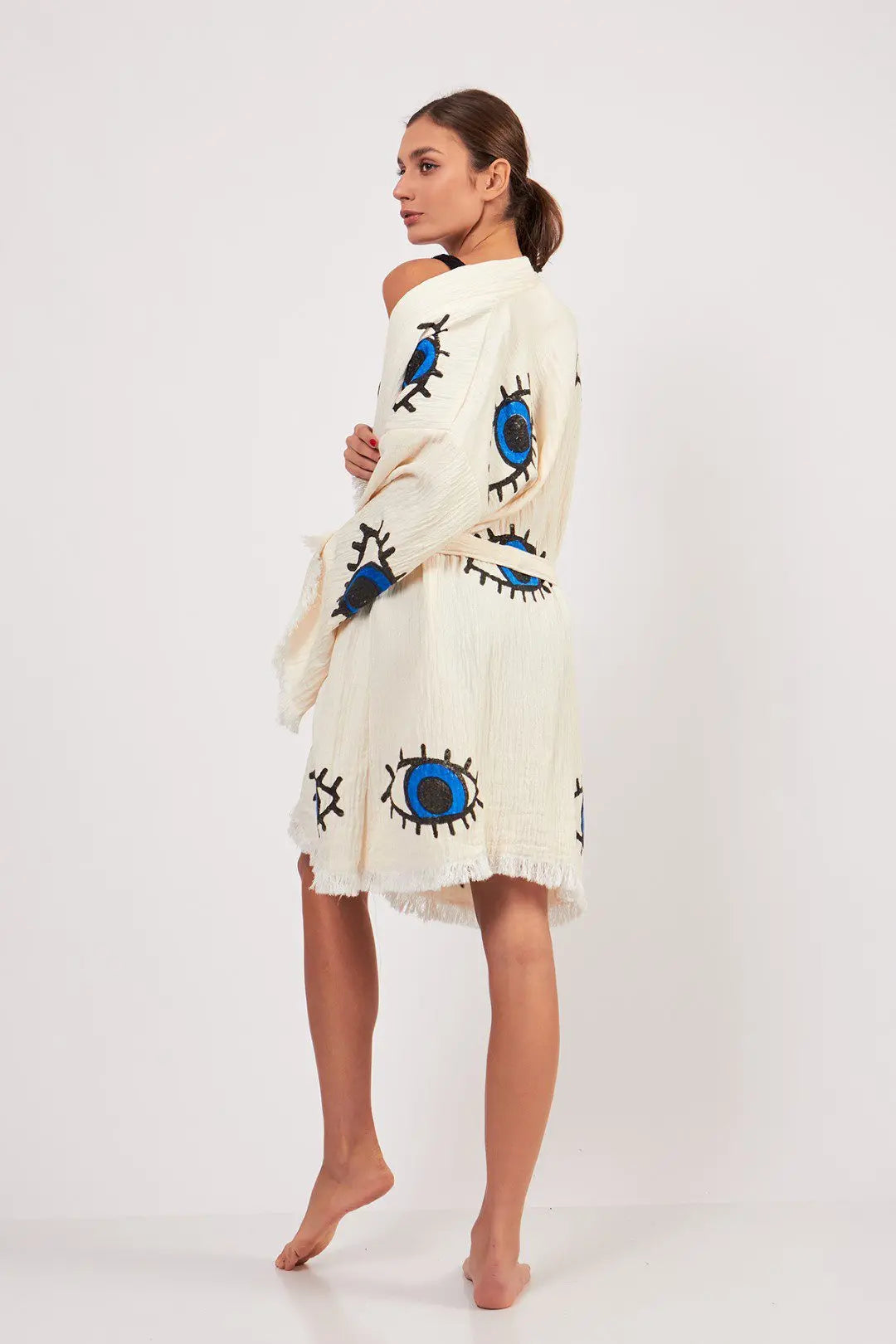 Organic Cotton Kimono, Evil Eye Robe, Boho Kafthan