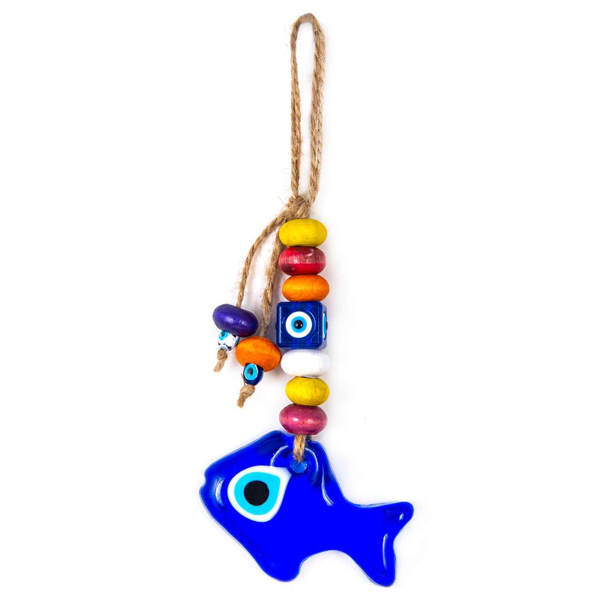 Fish Evil Eye Wall Hanging, Glass Evil Eye Wall Decor