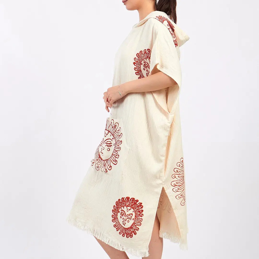 Organic Cotton Luxury Poncho with Hood and Pocket