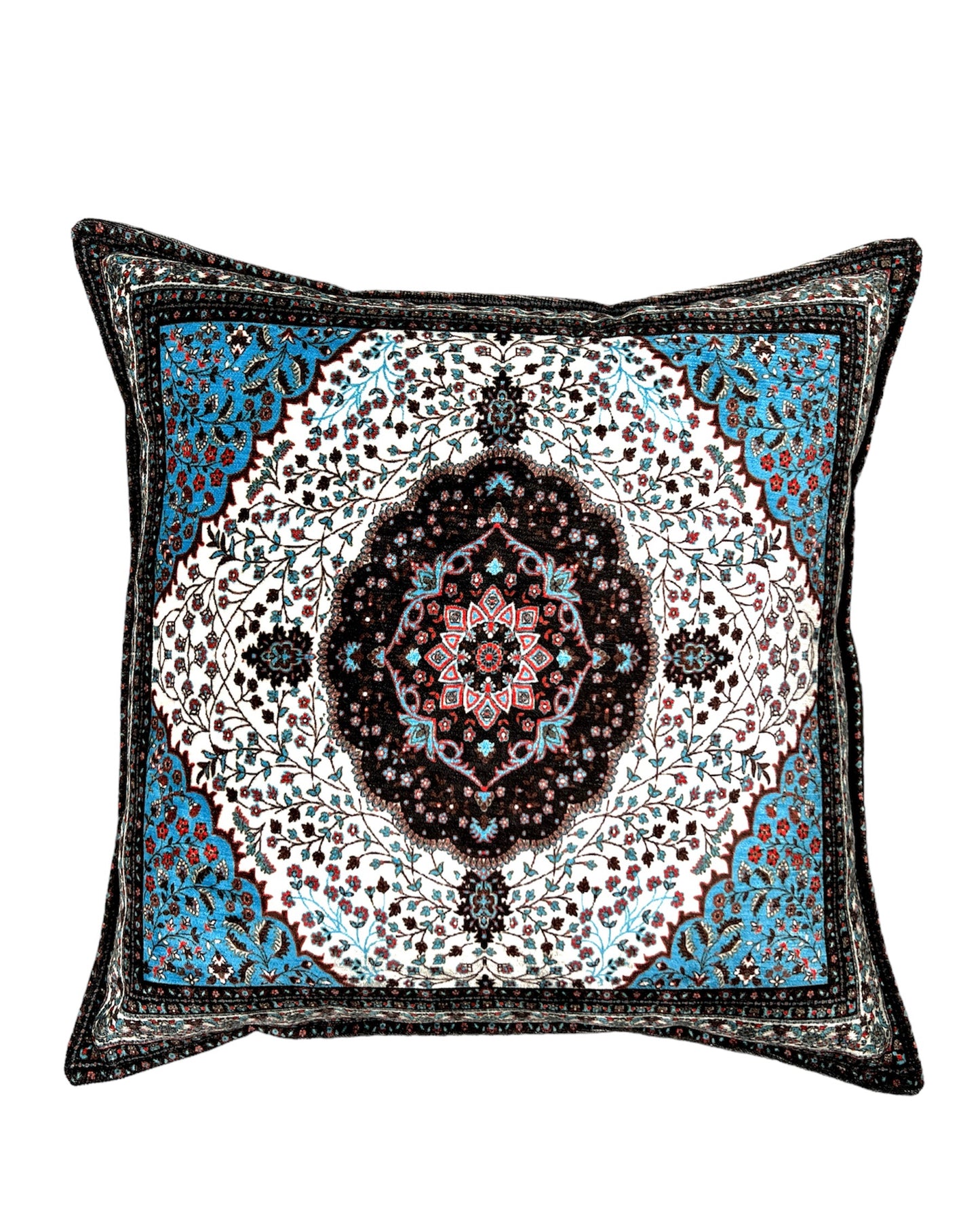 Blue Decorative Pillow Cover 18x18, Handmade Throw Pillow Case