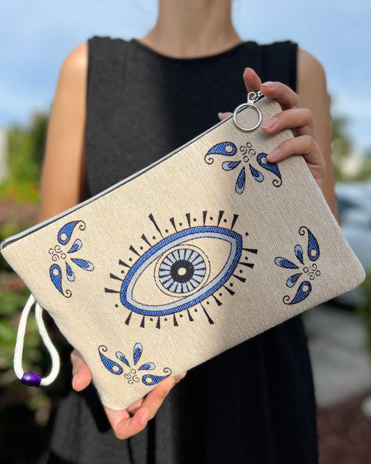 Clutch Purse for Women, Womens Accessory, Evil Eye Clutch With Wristlet