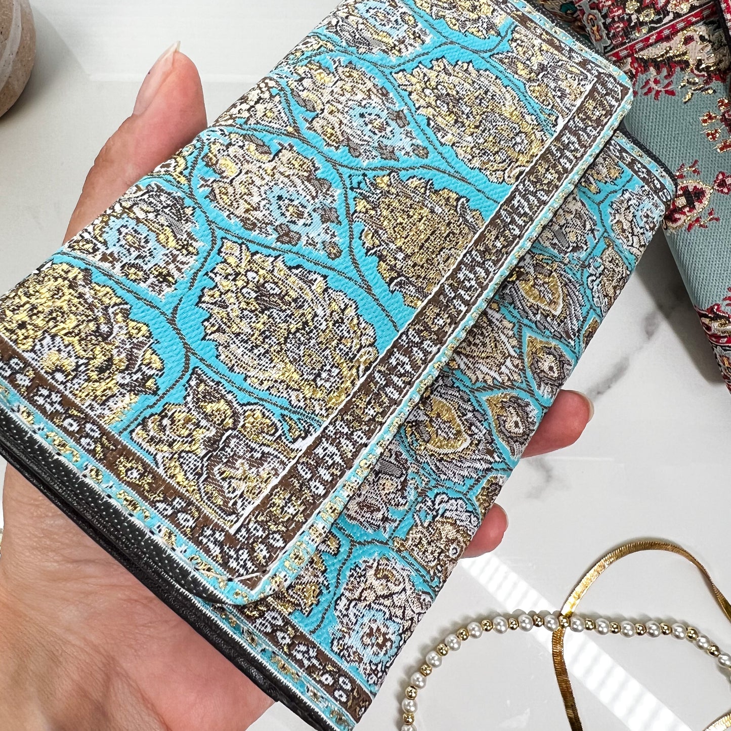 Small Blue Wallet, Cute Boho Wallet, Handmade Wallet