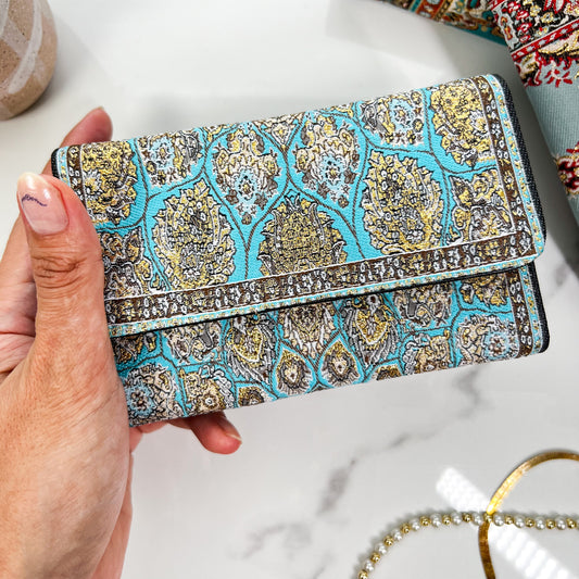 Small Blue Wallet, Cute Boho Wallet, Handmade Wallet