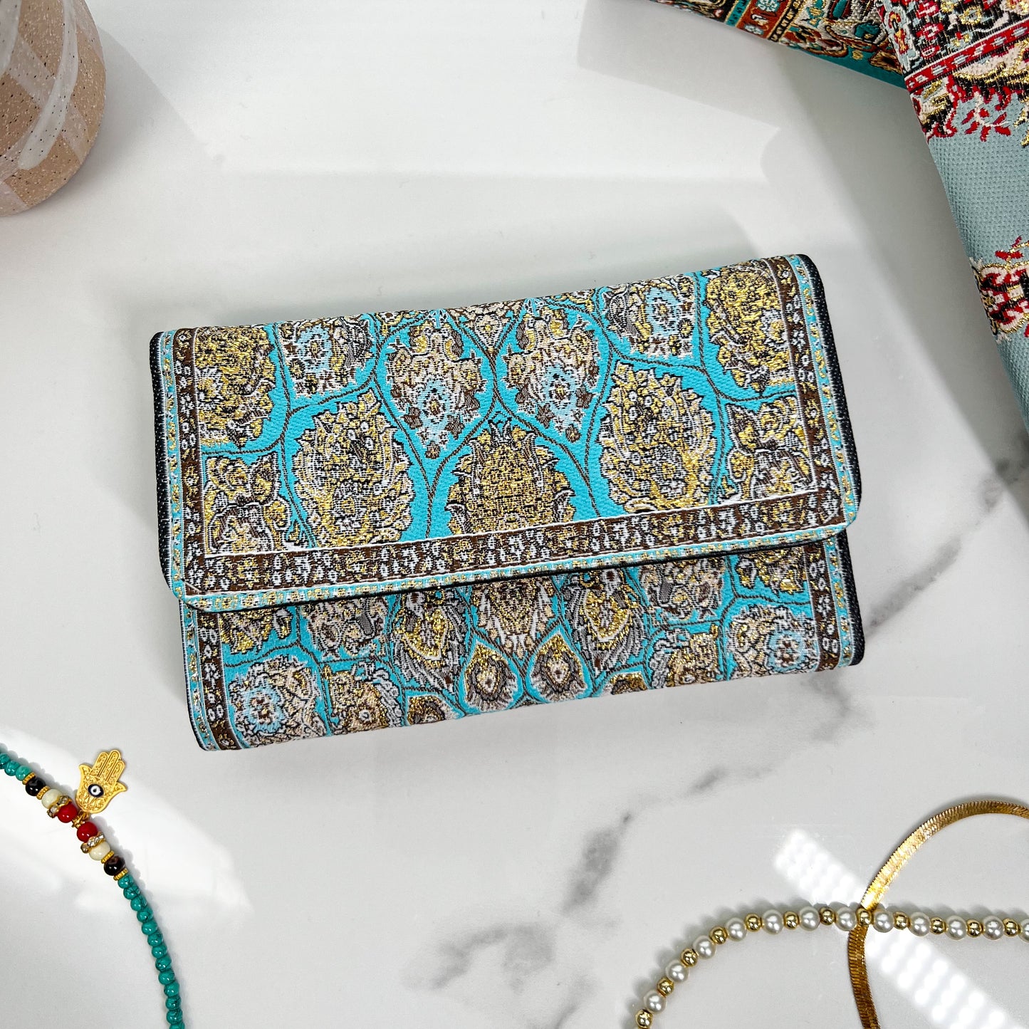Small Blue Wallet, Cute Boho Wallet, Handmade Wallet
