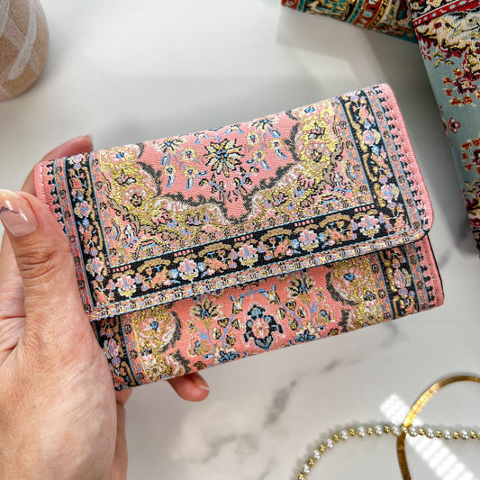 Small Handmade Wallet, Pink Boho Wallet, Cute Wallet for Women