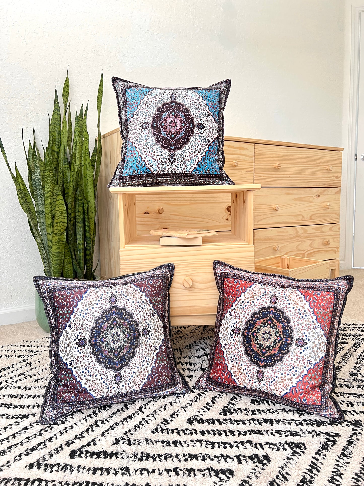 Red Decorative Pillow Cover 18x18, Handmade Throw Pillow Case