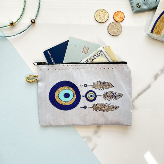 Boho Coin Purse, Evil Eye Gift, Handmade Coin Purse