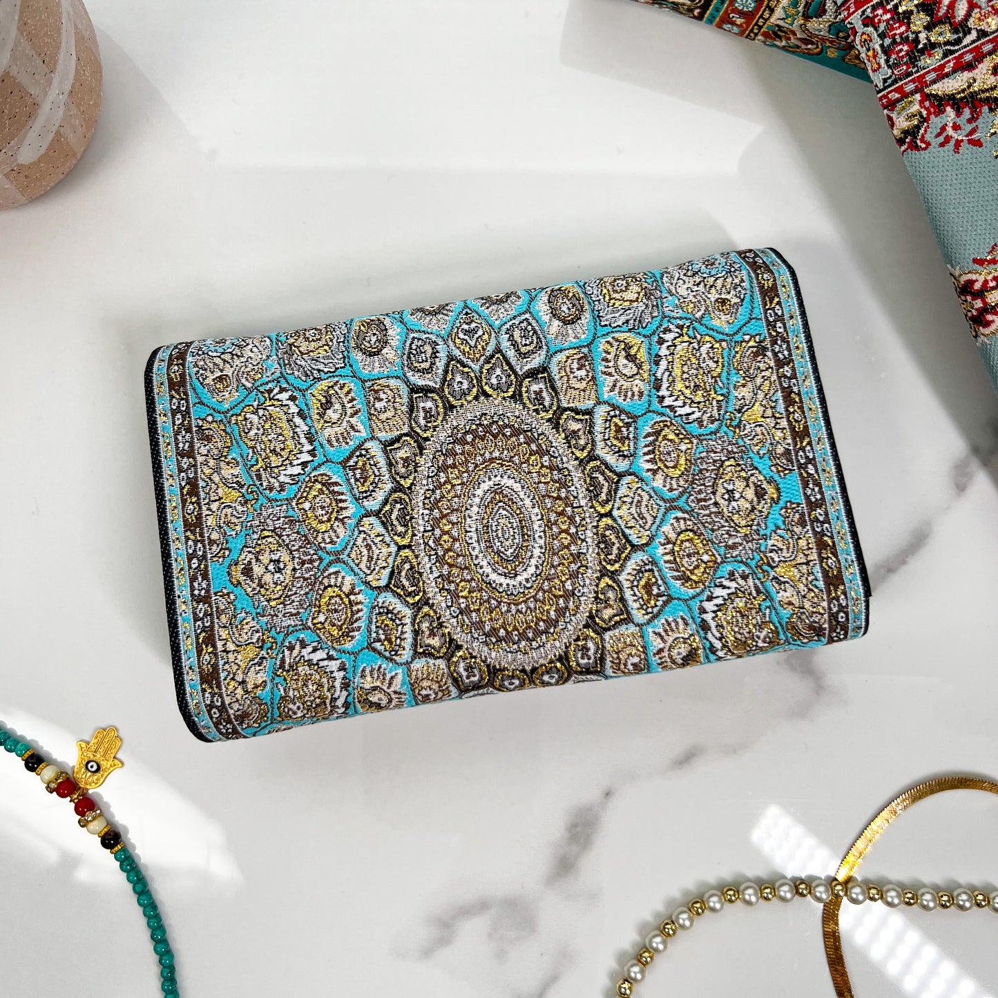 Small Blue Wallet, Cute Boho Wallet, Handmade Wallet
