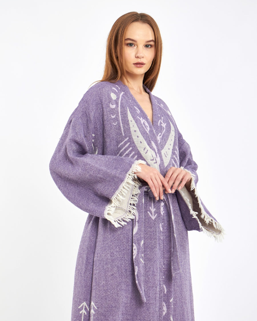 Cotton Kimono, Boho Robe for Women, Celestial Design