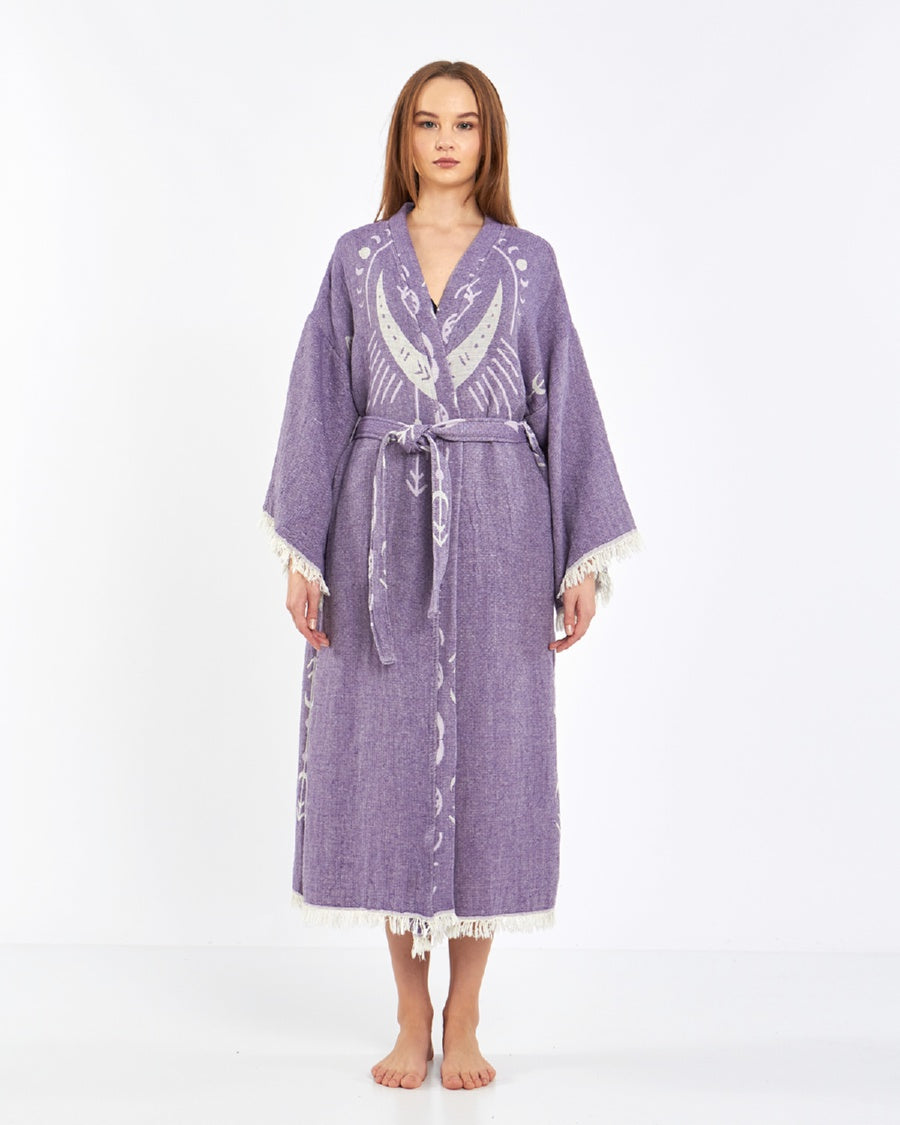 Cotton Kimono, Boho Robe for Women, Celestial Design