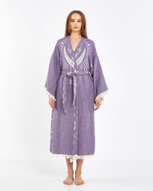 Cotton Kimono, Boho Robe for Women, Celestial Design