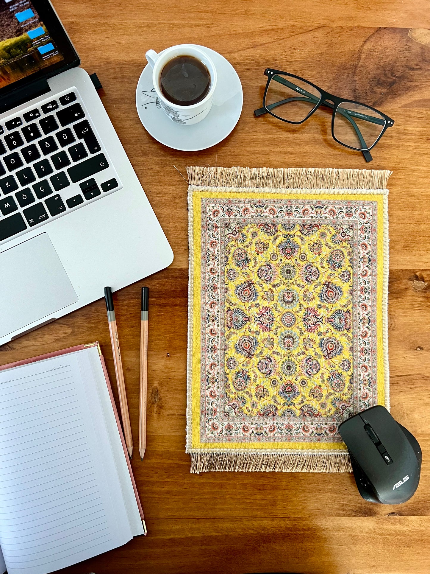 Turkish Miniature Rug, Carpet Mouse Pad, Boho Mouse Pad