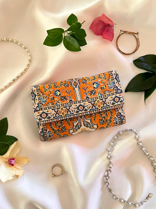 Small Wallet Orange, Small Fabric Wallet, Boho Wallet