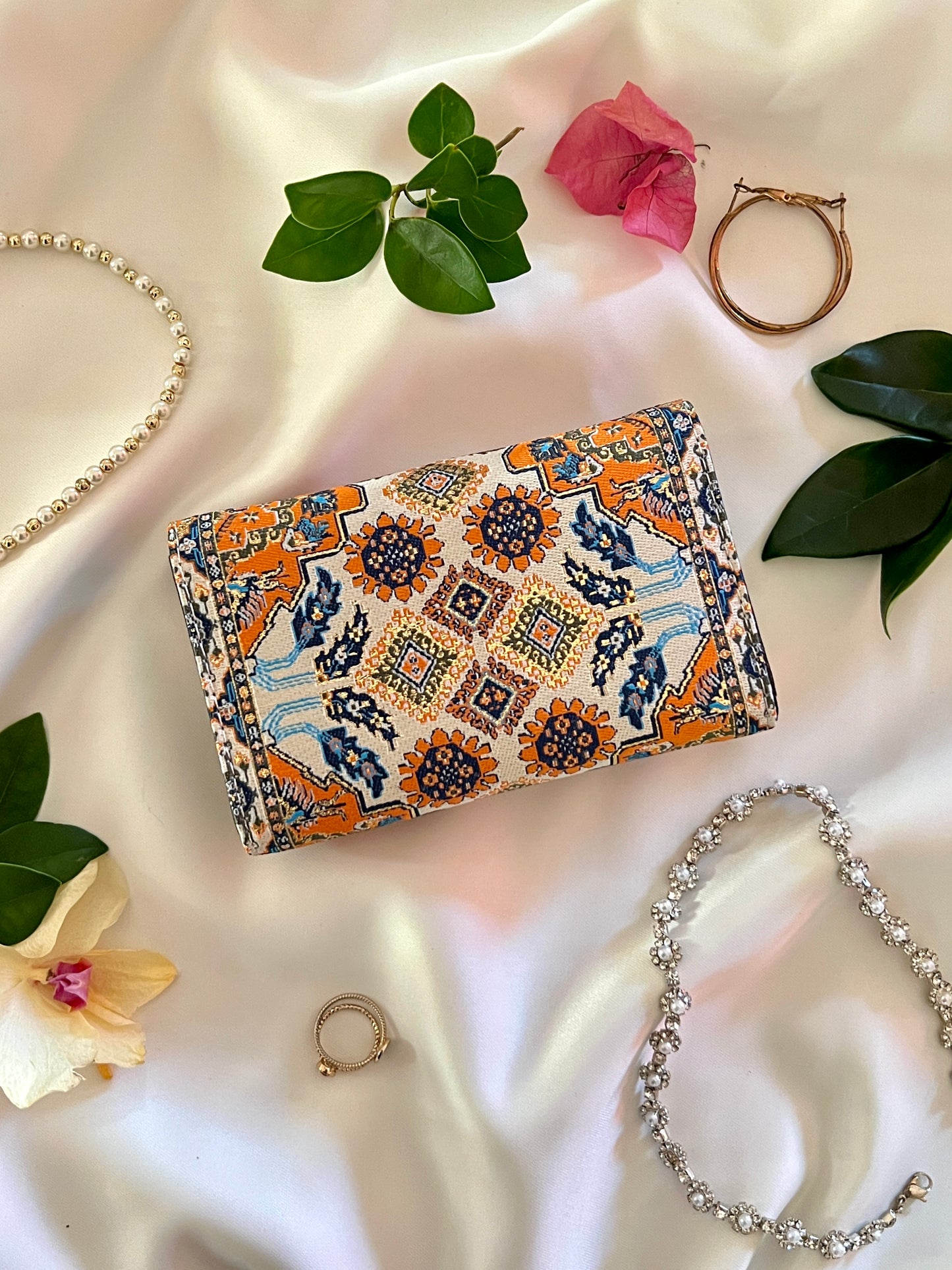 Small Wallet Orange, Small Fabric Wallet, Boho Wallet