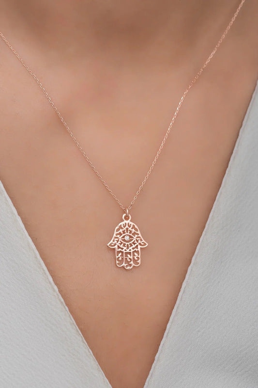 Hamsa Hand Necklace, Boho Necklace, Minimalist Necklace