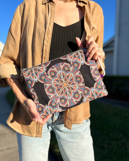 Boho Clutch Purse, Wristlet Wallet, Handcrafted Clutch Bag