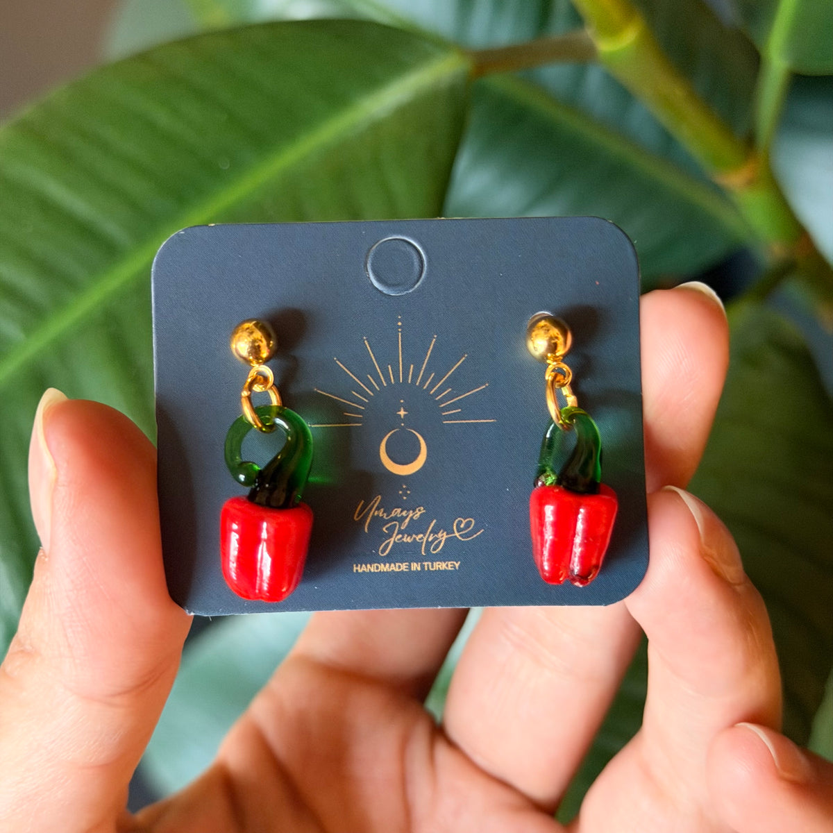 Glass Earrings, Cute Earrings, Pepper Earrings