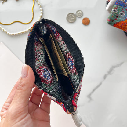 Handmade Fabric Pouch, Animal Print Purse, Cat Design Coin Purse